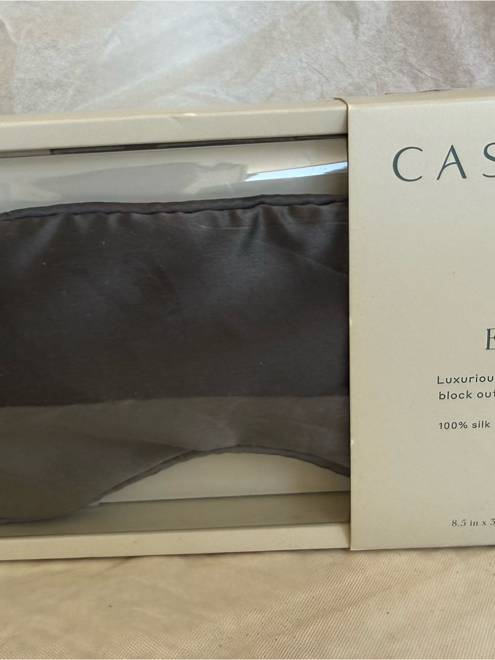CASALUNA Dark Grey Silk Eye Mask - Charcoal NIB